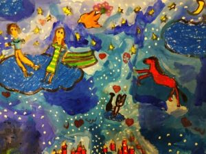 Peinture réalisée à la manière de Marc Chagall en octobre 2021